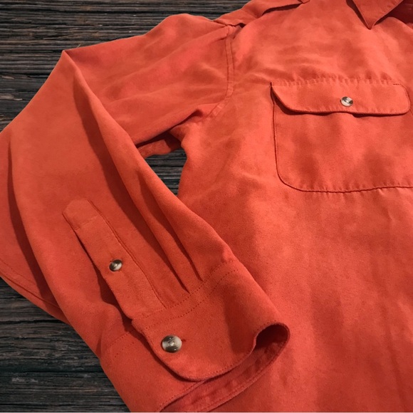 SCANDIA WOODS Safari Style Button Down Microfiber Suede Pilot Shirt - Picture 5 of 10